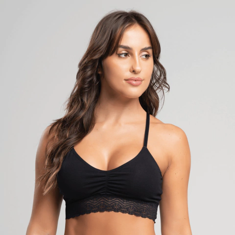 Sutiã Top Algodão com Renda Confortável Drapeado | 0036 - comprar online