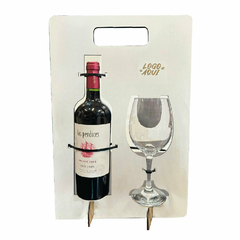 Soporte con copa y espacio para botella de vino con logo en internet