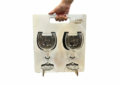 Soporte con dos copones de gin con logo - tienda online