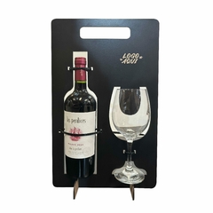 Soporte con copa y espacio para botella de vino con logo - comprar online