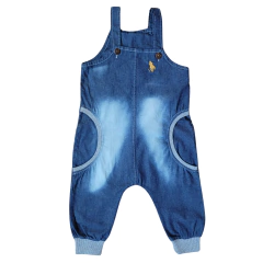 Jardineira Macacão Jeans Longa com Bolsos Bebê e Infantil - 2000
