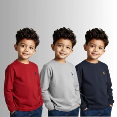 Camiseta Infantil Básica Manga Longa com Bordado 1 , 2 e 3 Anos - 6047