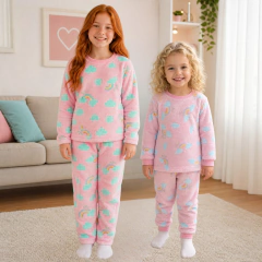 Pijama Infantil Fleece Conjunto Peluciado de Inverno Quentinho Brilha no Escuro - 9110 na internet