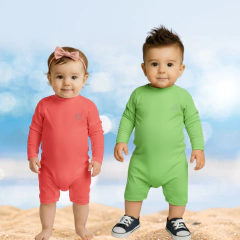 Macacão Curto Bebê Manga Longa Proteção Solar UV50 Praia Piscina -4159 na internet