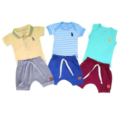 Imagem do Kit 6 Peças Body Bebê + Shorts Saída Maternidade Enxoval - 9027
