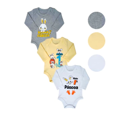 Body Bebê Páscoa Coelho Temático Mesversário Menino Menina - 4192 na internet