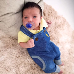 Jardineira Macacão Jeans Longa com Bolsos Bebê e Infantil - 2000