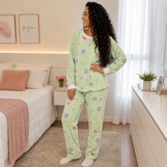 Pijama Adulto e Infantil Fleece Longo Quentinho Peludinho Inverno Brilha no escuro - loja online