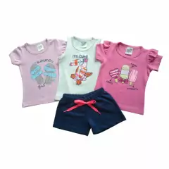 ​Conjunto Menina com 2 peças Blusinha Estampada e Short - 9025 na internet