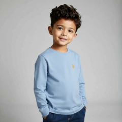 Camiseta Infantil Básica Manga Longa com Bordado 1 , 2 e 3 Anos - 6047 - loja online