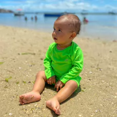Macacão Curto Bebê Manga Longa Proteção Solar Uv50+ Praia Piscina - 4159