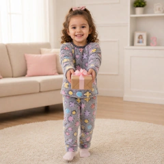 Imagem do Pijama Infantil Fleece Conjunto Peluciado de Inverno Quentinho Brilha no Escuro - 9110