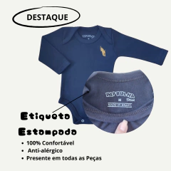 Imagem do Kit 4 Body Bebê Manga Longa Básico Malha Suedine 100% Algodão Bordado - 4041