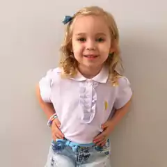 Body Branco Gola Polo com Babado Roupa Bebê Menina Saída Maternidade Batizado - 4193