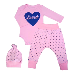 Imagem do Conjunto de Bebê com 3 Peças Body Calça e Touca - 9033