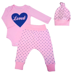 Conjunto de Bebê com 3 Peças Body Calça e Touca - 9033