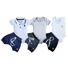 Kit 6 Peças Body Bebê + Shorts Saída Maternidade Enxoval - 9027 na internet