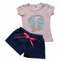 Imagem do ​Conjunto Menina com 2 peças Blusinha Estampada e Short - 9025