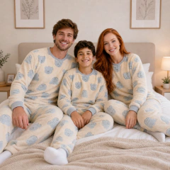 Pijama Adulto e Infantil Fleece Longo Quentinho Peludinho Inverno Brilha no escuro