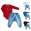Conjunto Roupa Bebê Body Manga Longa Calça Jeans - 9035