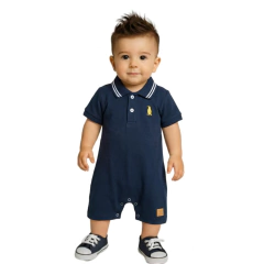 Imagem do Macacão Curto Bebê Menino Romper com um lindo Bordado Luxo - 3012