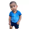 Body Bebê Camisa Jeans Manga Curta com Bordado Menino Menina - 4191