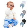 Kit 2 Peças Body Manga Longa e Calça Jeans Saruel com um lindo Bordado - 9014