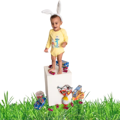 Body Bebê Páscoa Coelho Temático Mesversário Menino Menina - 4192 - Patrulha Street - Moda Bebê e Infantil