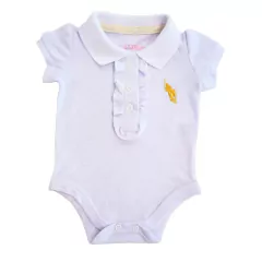 Body Branco Gola Polo com Babado Roupa Bebê Menina Saída Maternidade Batizado - 4193 - comprar online
