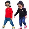 Kit 2 Peças Camiseta Manga Longa Infantil com Capuz e Calça Jeans - 9013