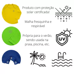 Imagem do Macacão Curto Bebê Manga Longa Proteção Solar Uv50+ Praia Piscina - 4159