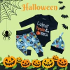 Conjunto Halloween Aranha Morcegos com Touca Body Manga Longa e Calça - 4181C