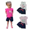 KIT 6 Peças de menina com Blusinha Estampada e Short - 9026