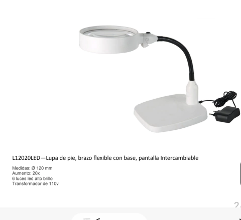 Lupa de pie, brazo flexible 20xL12020 LED