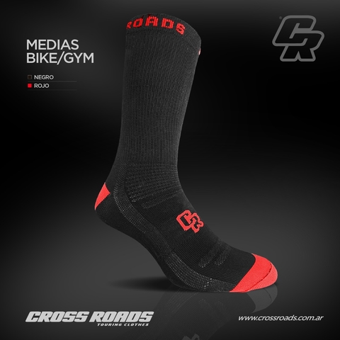 Media Deportiva Larga Negro/Rojo