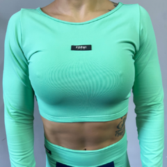 Cropped Formi manga longa Verde