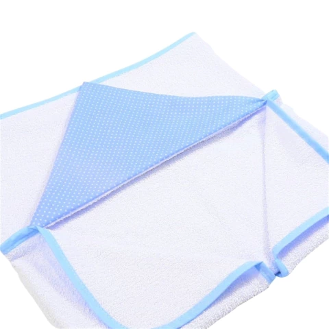 Toalha de Banho Infantil com capuz poa azul