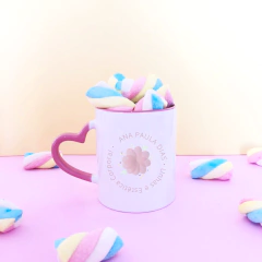 Caneca Coração Interior e Alça Rosa - Personalizada