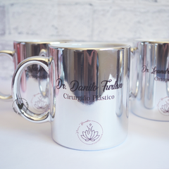 Caneca Espelhada Prateada - Personalizada