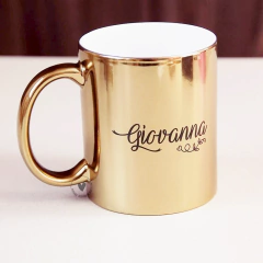 Caneca Espelhada Dourada - Personalizada