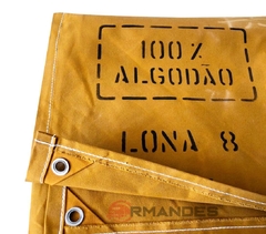 LONA ENCERADO PARA CAMINHÃO - 100% ALGODÃO - FIO Nº 08 - IMPERMEÁVEL - C/ HIDROREPELÊNCIA - MED. 8X5 C/ ILHOS DE 0.25 CM