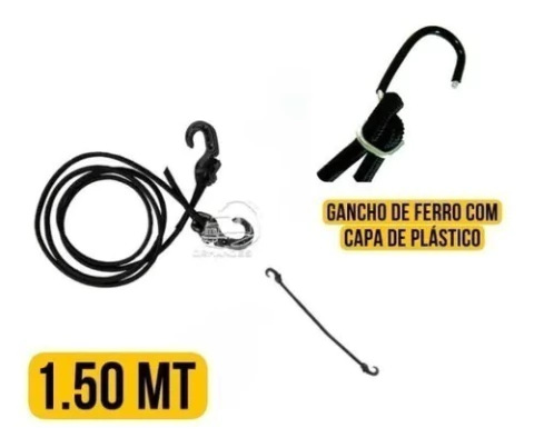 ELÁSTICO EXTENSOR ,CARGA, CARRO, MOTO, BIKE 1.5 MTS - PRETO