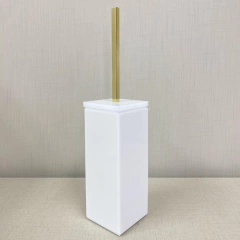 Porta escova sanitária branca com dourado