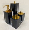 kit de banheiro 4 peças em resina cristal preto com dourado