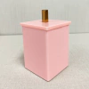Porta cotonete/algodão rosa chá com Red gold