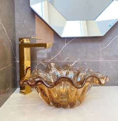 Cuba de Murano com pó de ouro 24k Magê 38cmx43cm - comprar online