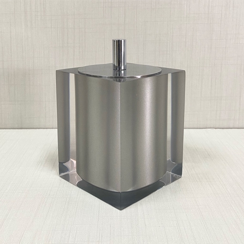 Porta algodão/cotonete em resina cristal prata com cromado