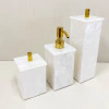 Kit 3 peças Branco perolado com dourado