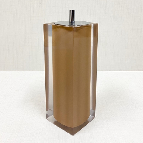 Porta escova de dentes em resina cristal marrom claro com cromado