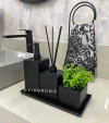 Kit lavabo 3 peças + bandeja 14x28 em resina Preta fosca com Preto fosco
